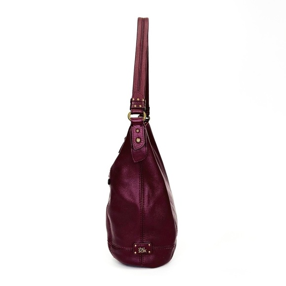 The Sak Sequoia Hobo Bag in Current (berry) Pebbled Leather Handbag Wine Purple - Picture 4 of 16